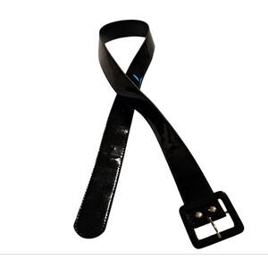 Shiny Faux Patent Black Women's Belt waist 32"-36" Like New